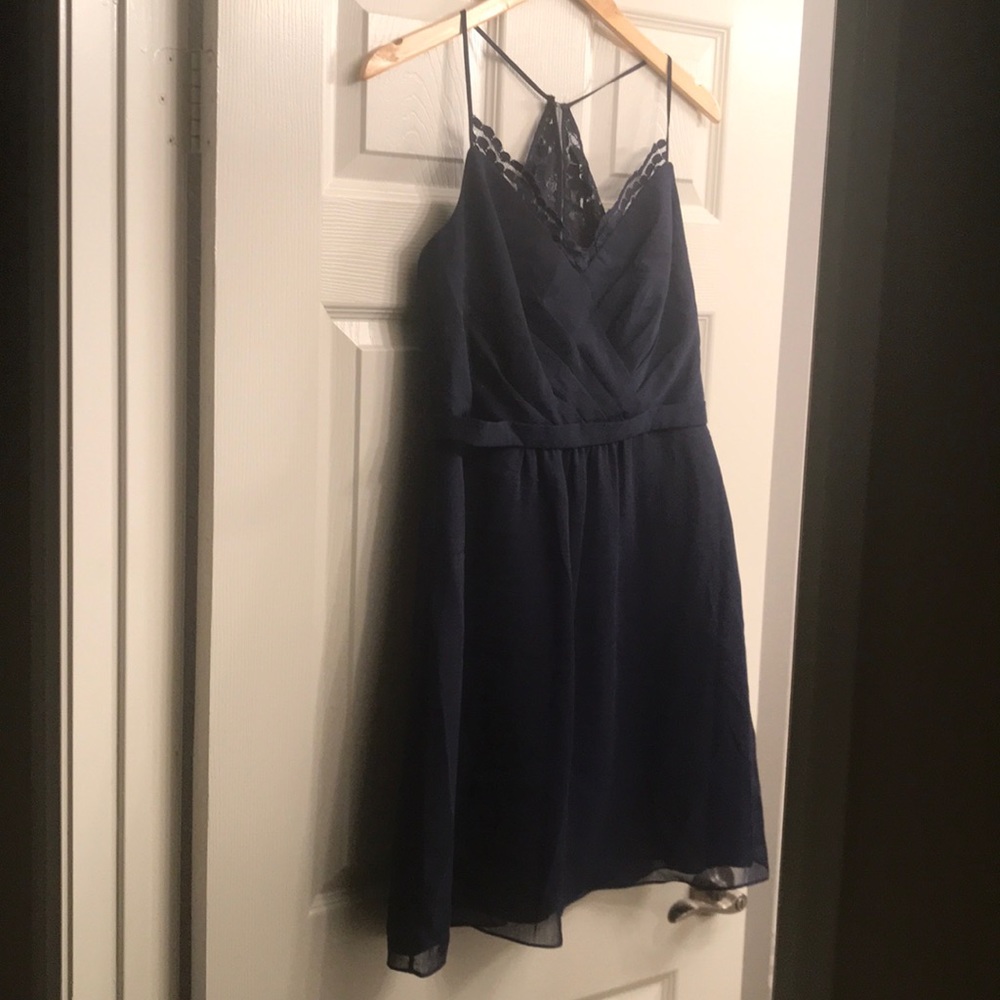 David’s Bridal Navy Blue Bridesmaid Dress